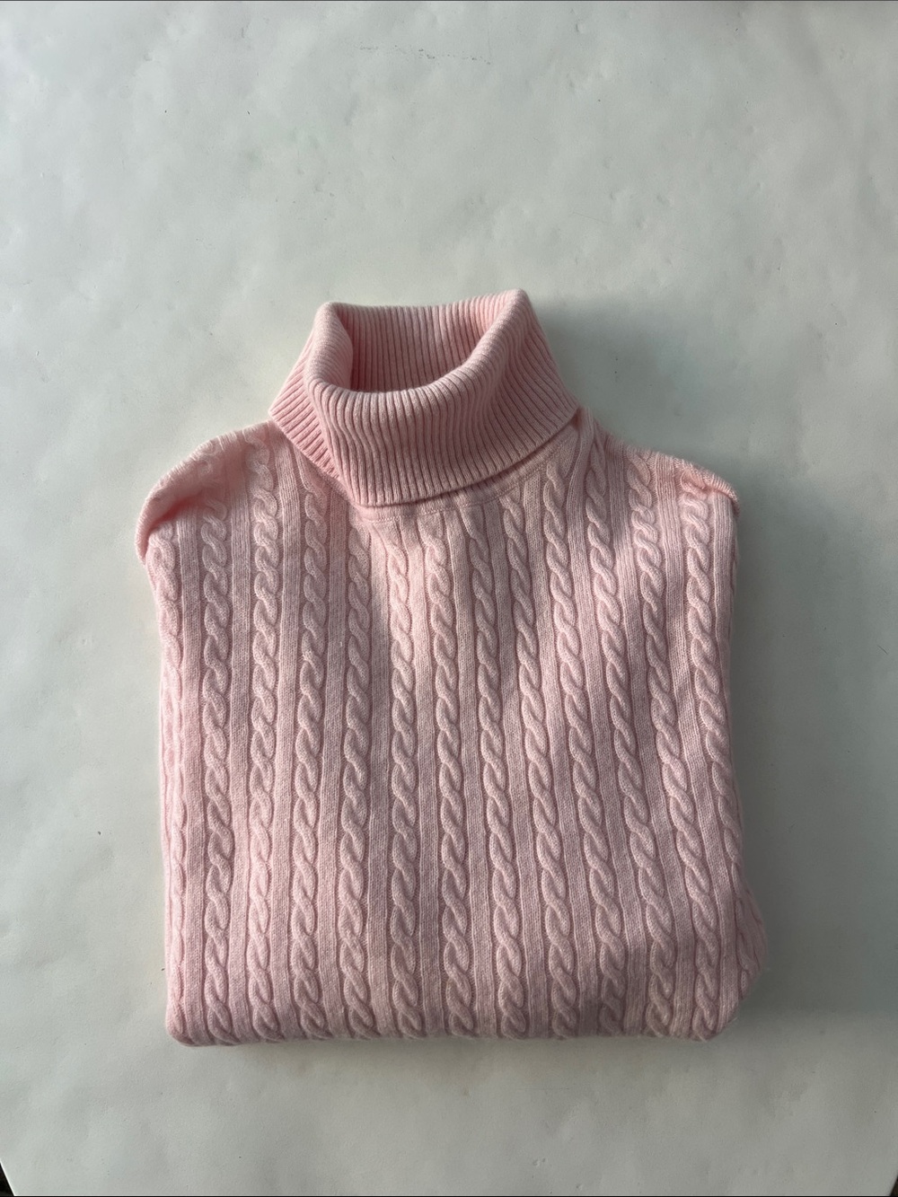 Charter Club 2 Ply 100% Cashmere Soft Cable Knit Turtleneck Sweater Top Pink XL